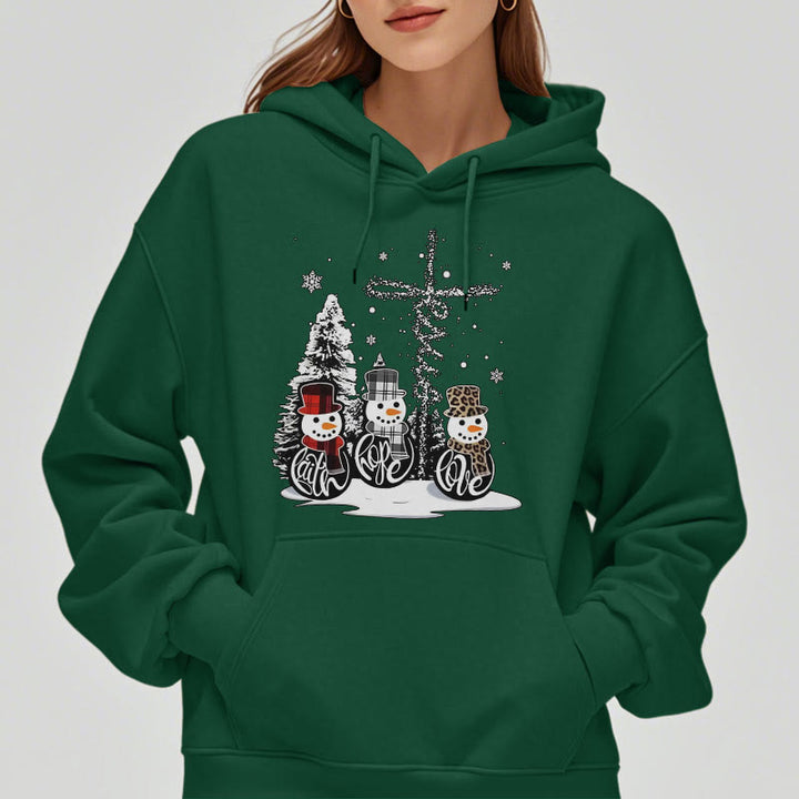 Christianartworkshop Colored Style Faith Hope Love Christmas Fleece Lined Polyester Hoodie - image 7