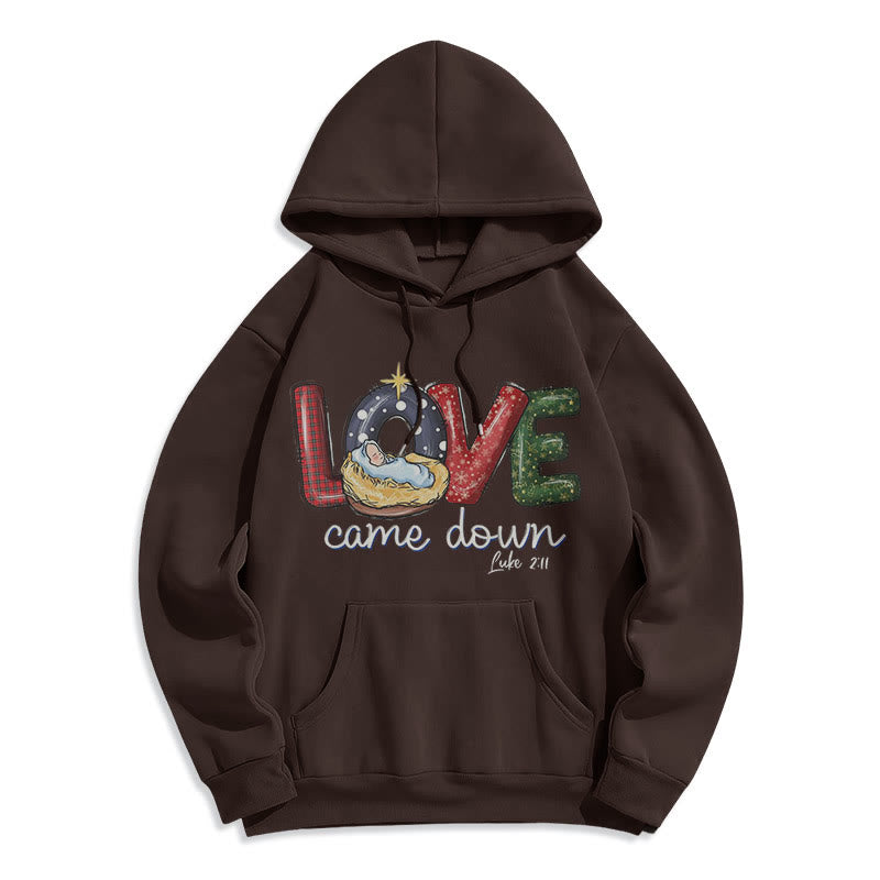 Christianartworkshop Colored Style Love Came Down Christmas Fleece Lined Polyester Hoodie - Brown - 2XL - image 15