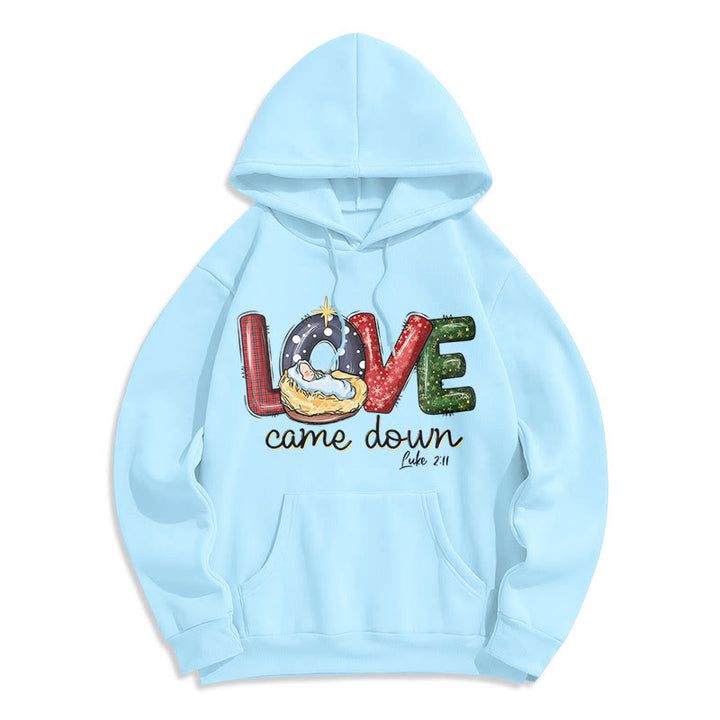 Christianartworkshop Colored Style Love Came Down Christmas Fleece Lined Polyester Hoodie - Blue - 2XL - image 25