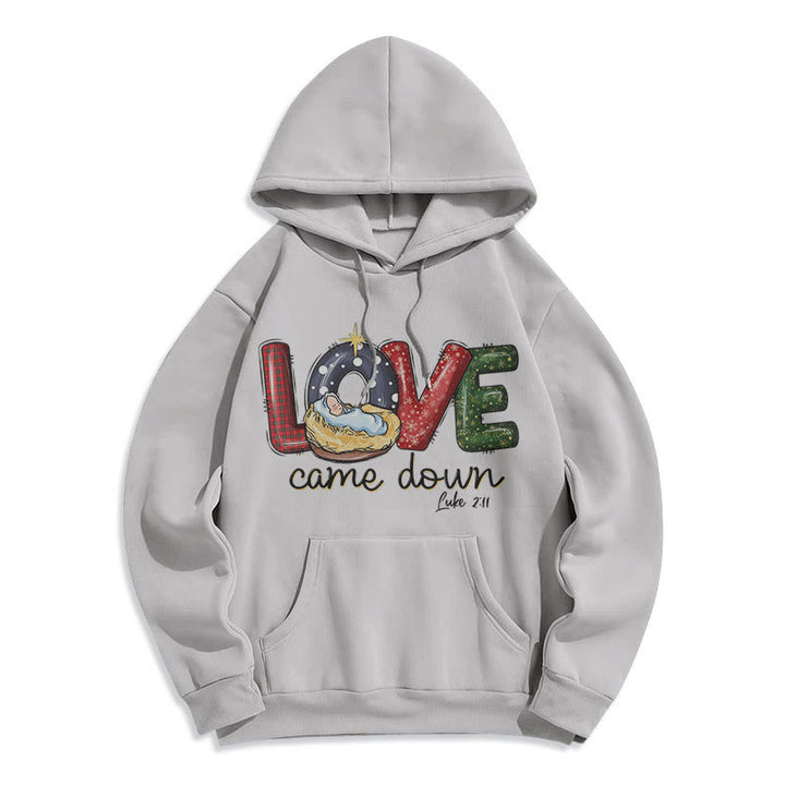 Christianartworkshop Colored Style Love Came Down Christmas Fleece Lined Polyester Hoodie - Grey - 2XL - image 30