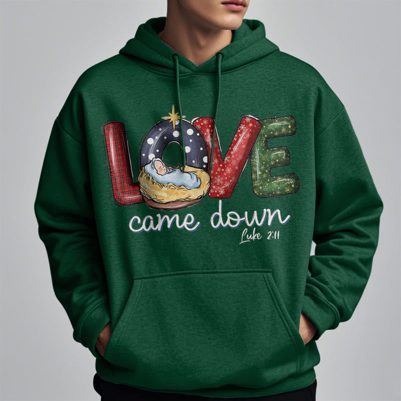 Christianartworkshop Colored Style Love Came Down Christmas Fleece Lined Polyester Hoodie - image 22
