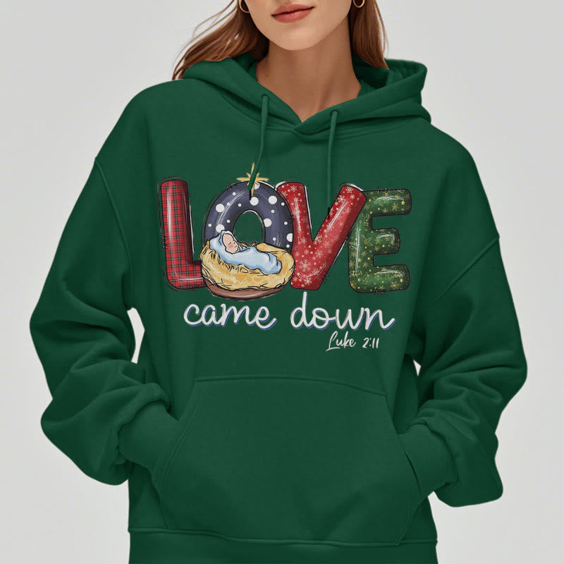 Christianartworkshop Colored Style Love Came Down Christmas Fleece Lined Polyester Hoodie - image 23