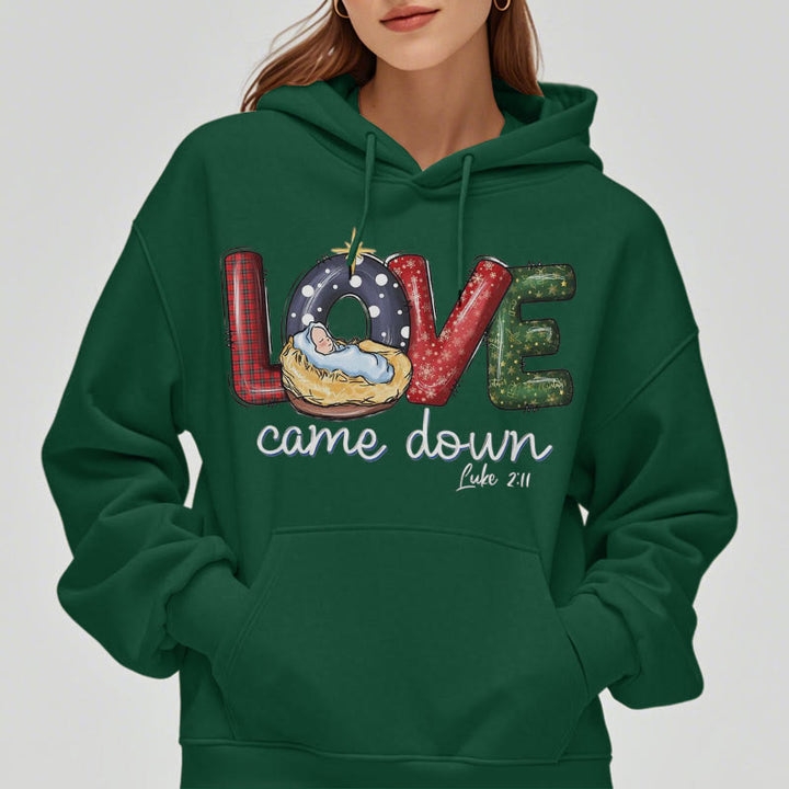 Christianartworkshop Colored Style Love Came Down Christmas Fleece Lined Polyester Hoodie - image 23