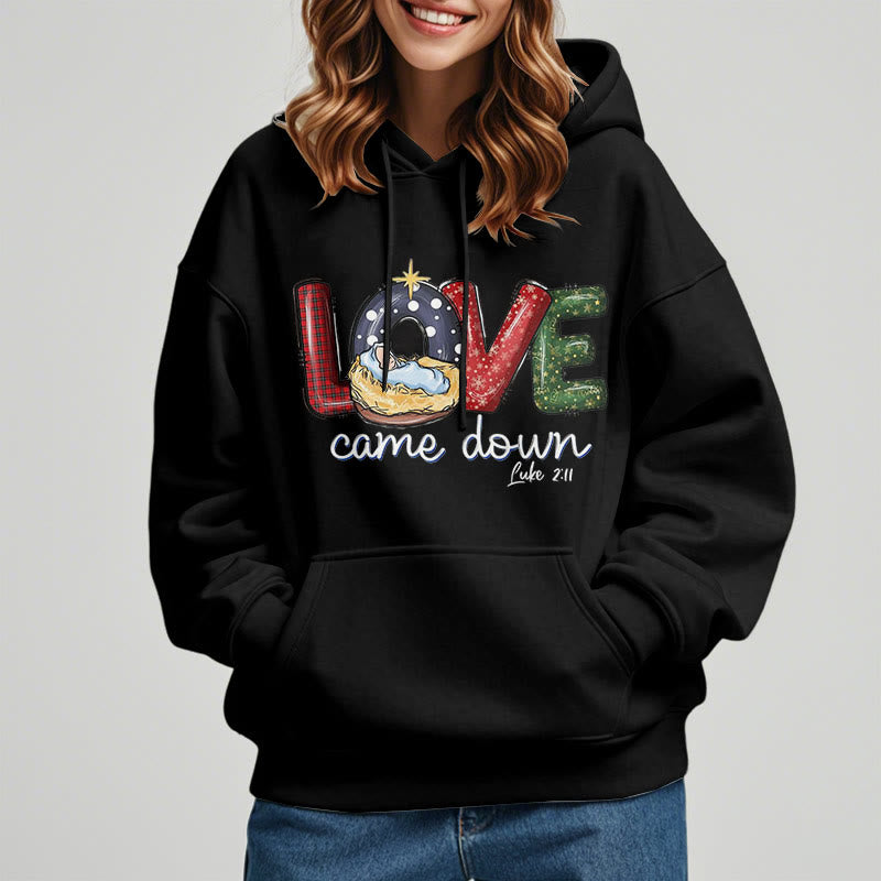 Christianartworkshop Colored Style Love Came Down Christmas Fleece Lined Polyester Hoodie - image 13