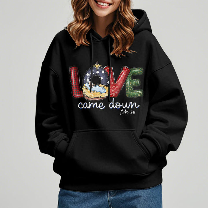 Christianartworkshop Colored Style Love Came Down Christmas Fleece Lined Polyester Hoodie - image 13