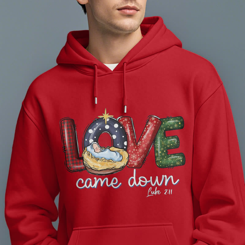 Christianartworkshop Colored Style Love Came Down Christmas Fleece Lined Polyester Hoodie - image 38