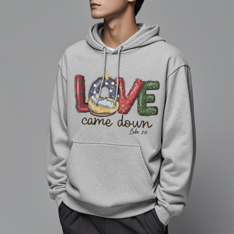Christianartworkshop Colored Style Love Came Down Christmas Fleece Lined Polyester Hoodie - image 33