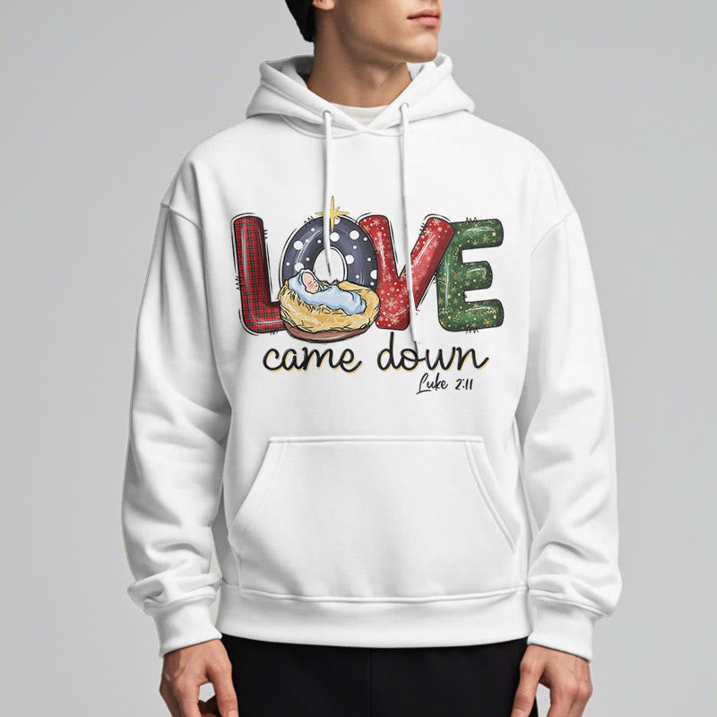 Christianartworkshop Colored Style Love Came Down Christmas Fleece Lined Polyester Hoodie - image 7