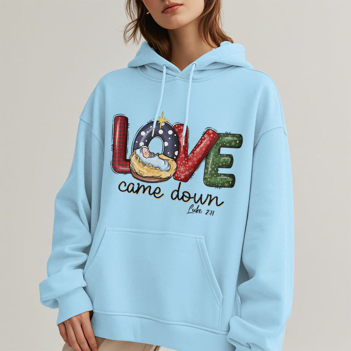 Christianartworkshop Colored Style Love Came Down Christmas Fleece Lined Polyester Hoodie - image 27