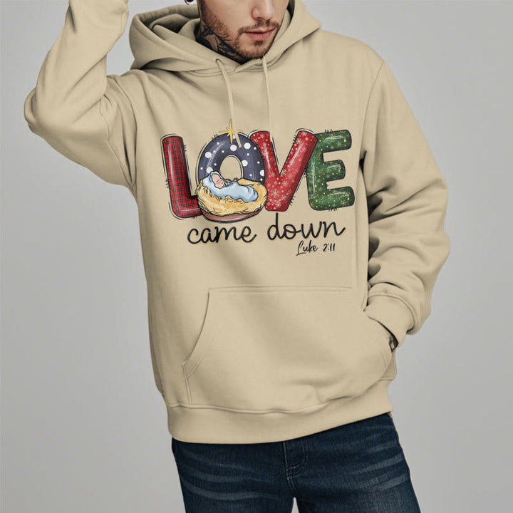 Christianartworkshop Colored Style Love Came Down Christmas Fleece Lined Polyester Hoodie - image 1