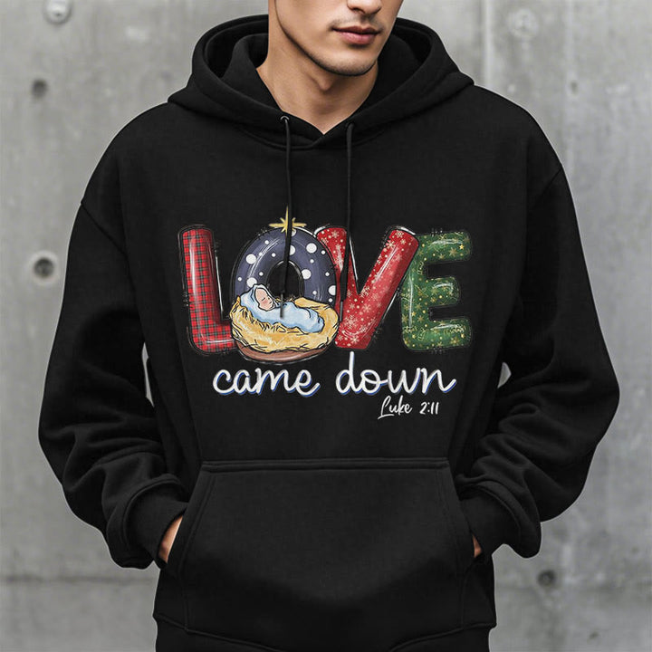 Christianartworkshop Colored Style Love Came Down Christmas Fleece Lined Polyester Hoodie - image 12