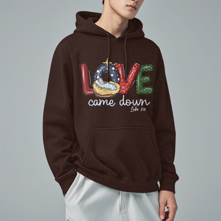 Christianartworkshop Colored Style Love Came Down Christmas Fleece Lined Polyester Hoodie - image 18