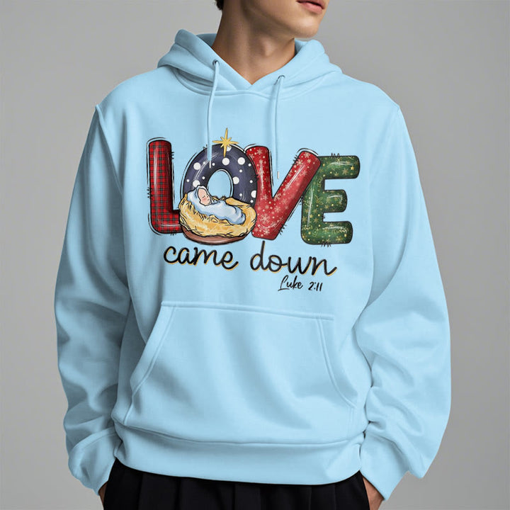 Christianartworkshop Colored Style Love Came Down Christmas Fleece Lined Polyester Hoodie - image 28