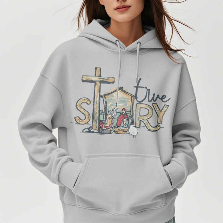 Christianartworkshop Modern Style True Story Nativity Scene Fleece Lined Polyester Hoodie - image 32