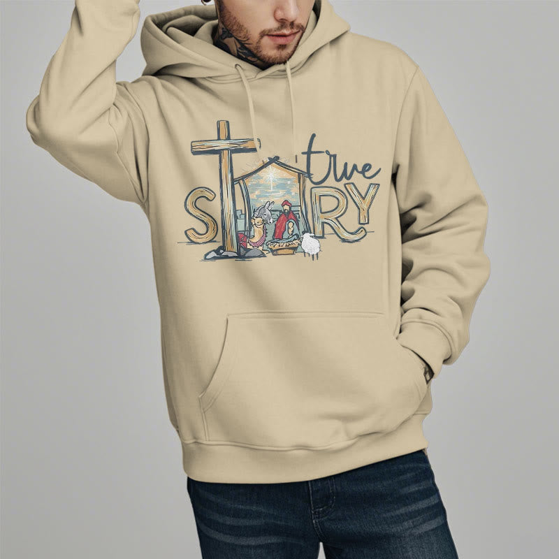 Christianartworkshop Modern Style True Story Nativity Scene Fleece Lined Polyester Hoodie - image 18