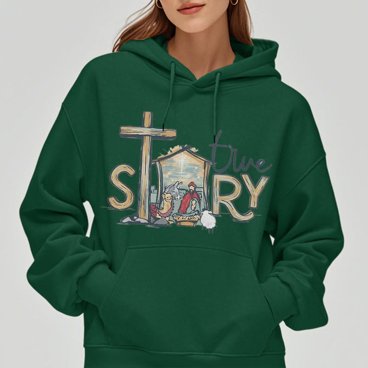 Christianartworkshop Modern Style True Story Nativity Scene Fleece Lined Polyester Hoodie - image 28