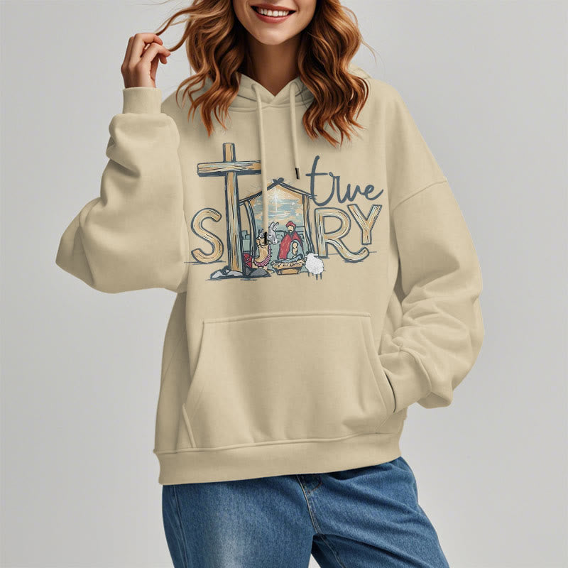 Christianartworkshop Modern Style True Story Nativity Scene Fleece Lined Polyester Hoodie - image 17