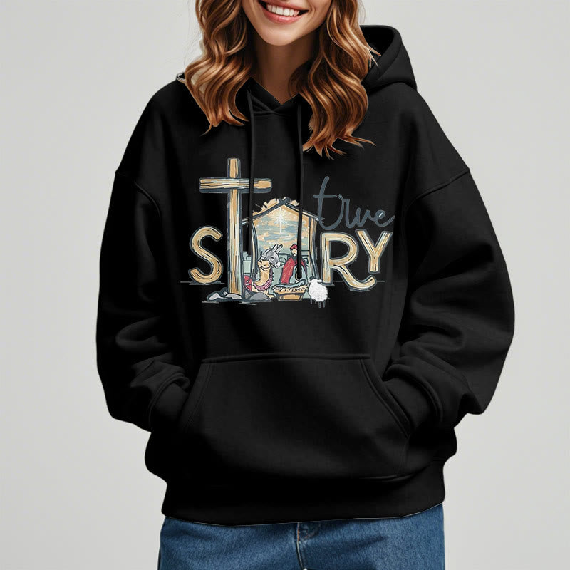 Christianartworkshop Modern Style True Story Nativity Scene Fleece Lined Polyester Hoodie - image 13