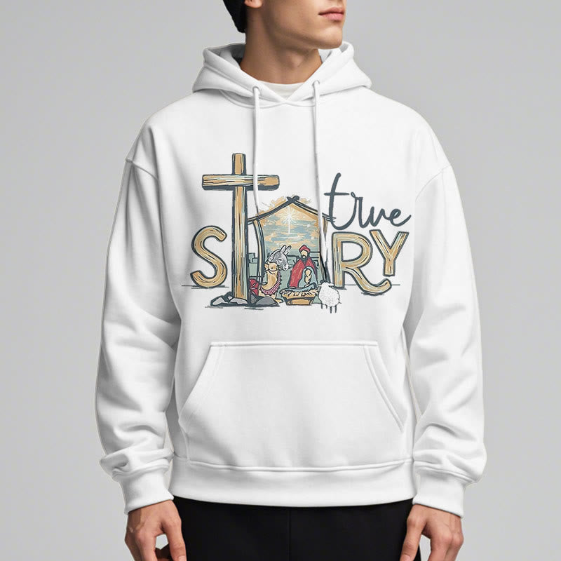 Christianartworkshop Modern Style True Story Nativity Scene Fleece Lined Polyester Hoodie - image 8