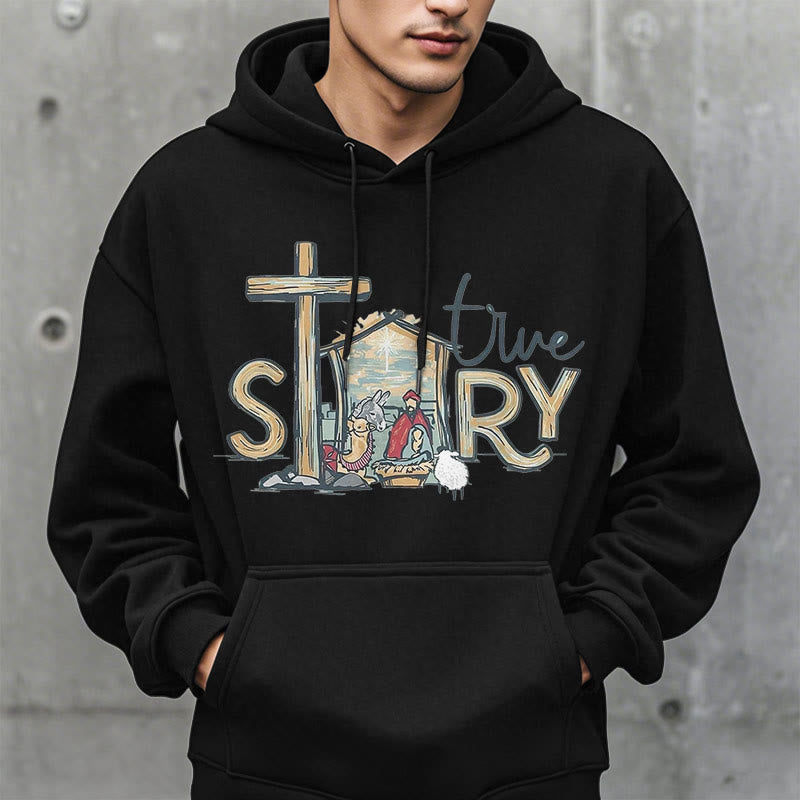 Christianartworkshop Modern Style True Story Nativity Scene Fleece Lined Polyester Hoodie - image 12