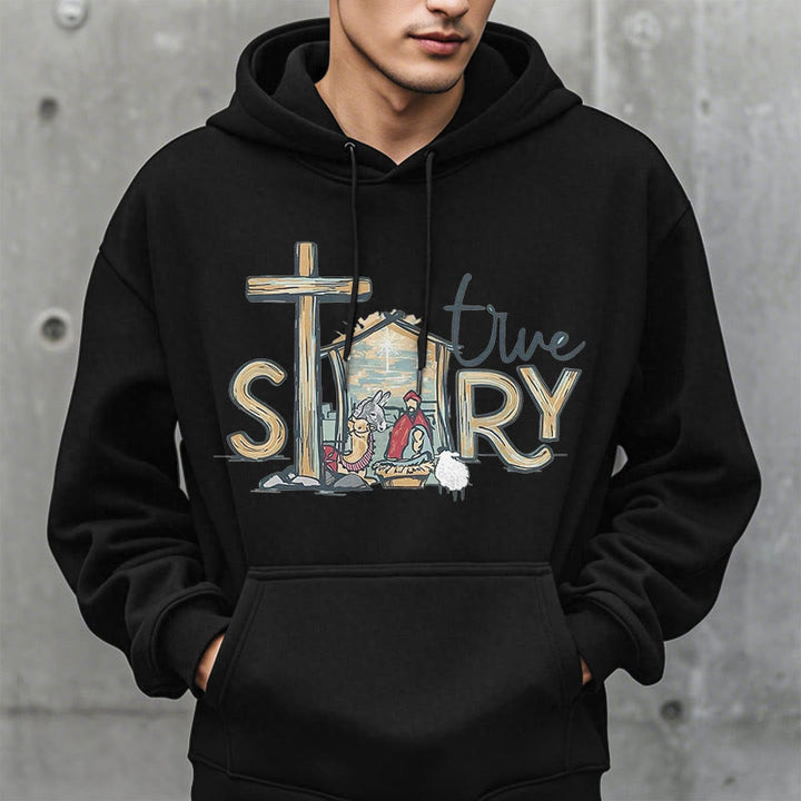 Christianartworkshop Modern Style True Story Nativity Scene Fleece Lined Polyester Hoodie - image 12