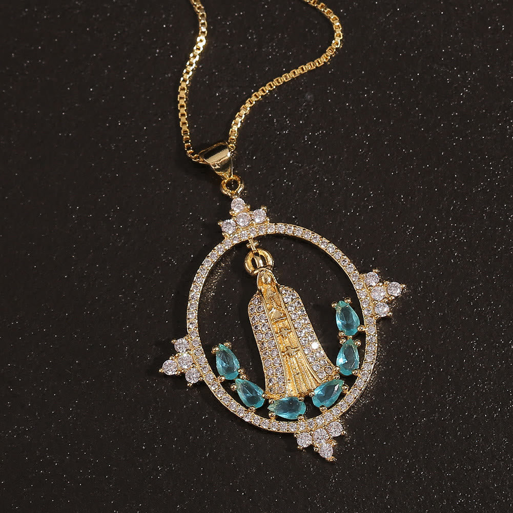 Christianartworkshop Modern Style Our Lady of Fatima Inlaided Devine Blessing Necklace - image 2