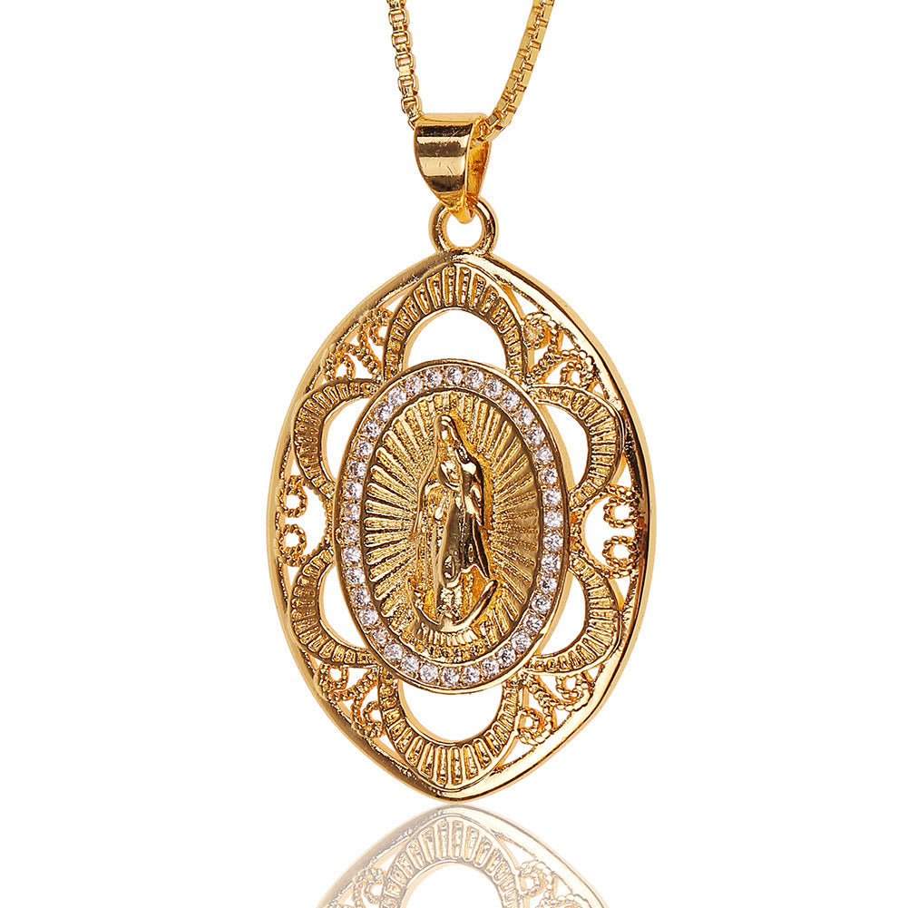 Christianartworkshop Modern Style Our Lady of Guadalupe Oval Sacred Faith Necklace - image 4