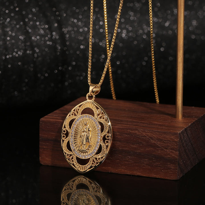 Christianartworkshop Modern Style Our Lady of Guadalupe Oval Sacred Faith Necklace - image 1