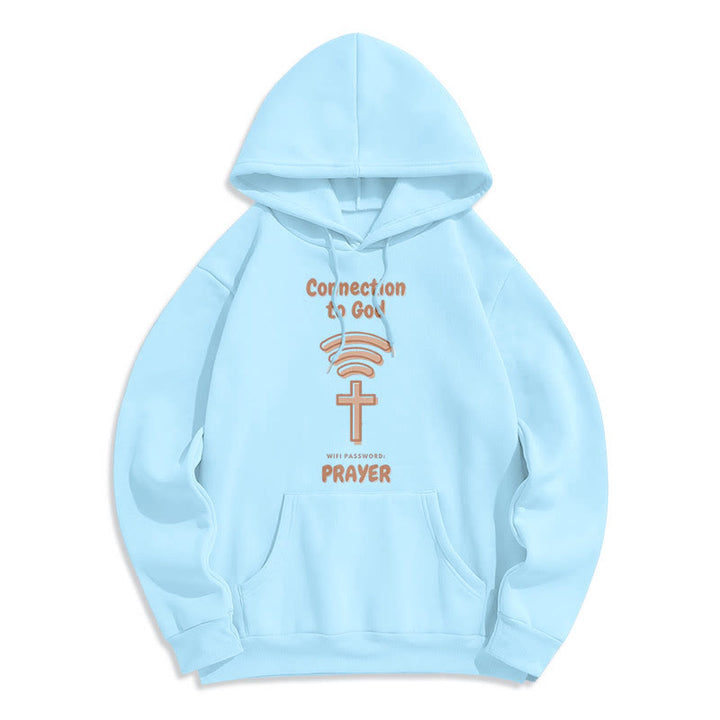 Christianartworkshop Modern Style Prayer Connection To God Fleece Lined Polyester Hoodie - Blue - 2XL - image 25
