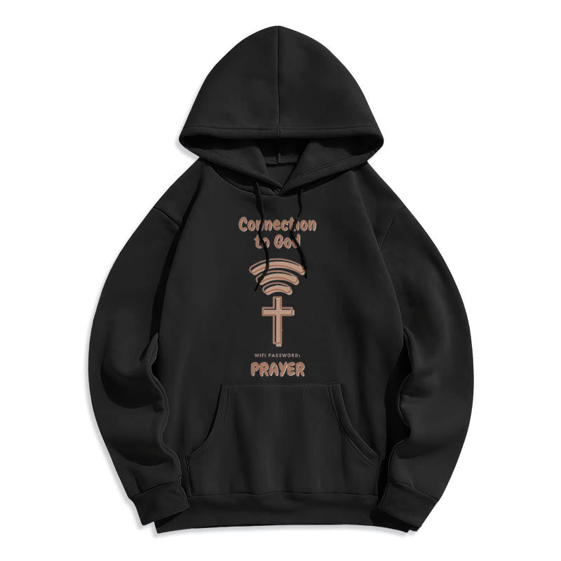 Christianartworkshop Modern Style Prayer Connection To God Fleece Lined Polyester Hoodie - Black - 2XL - image 0