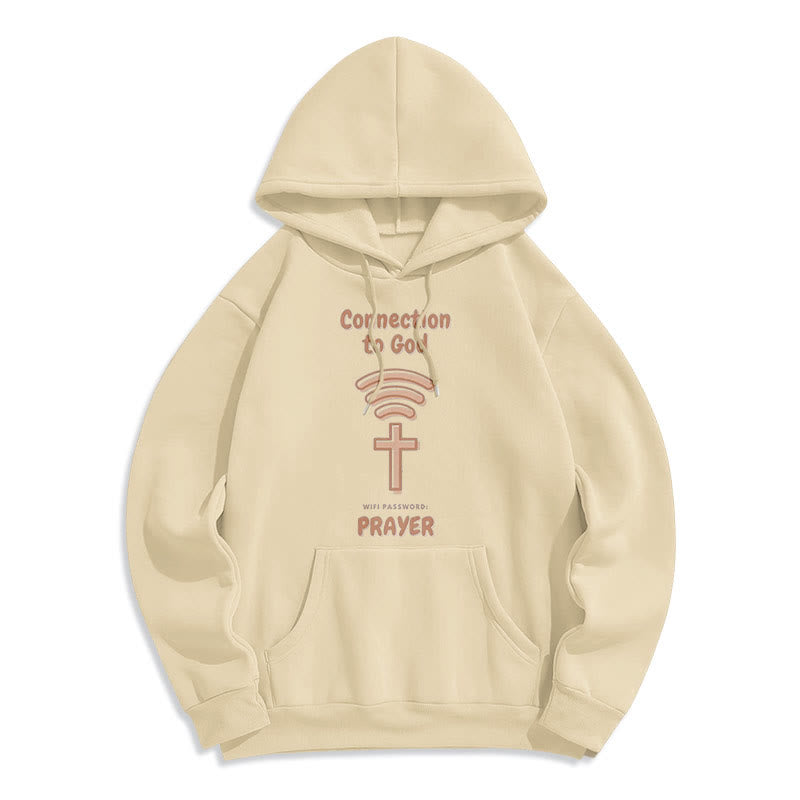 Christianartworkshop Modern Style Prayer Connection To God Fleece Lined Polyester Hoodie - Beige - 2XL - image 10