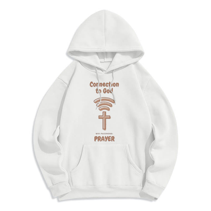 Christianartworkshop Modern Style Prayer Connection To God Fleece Lined Polyester Hoodie - White - 2XL - image 5