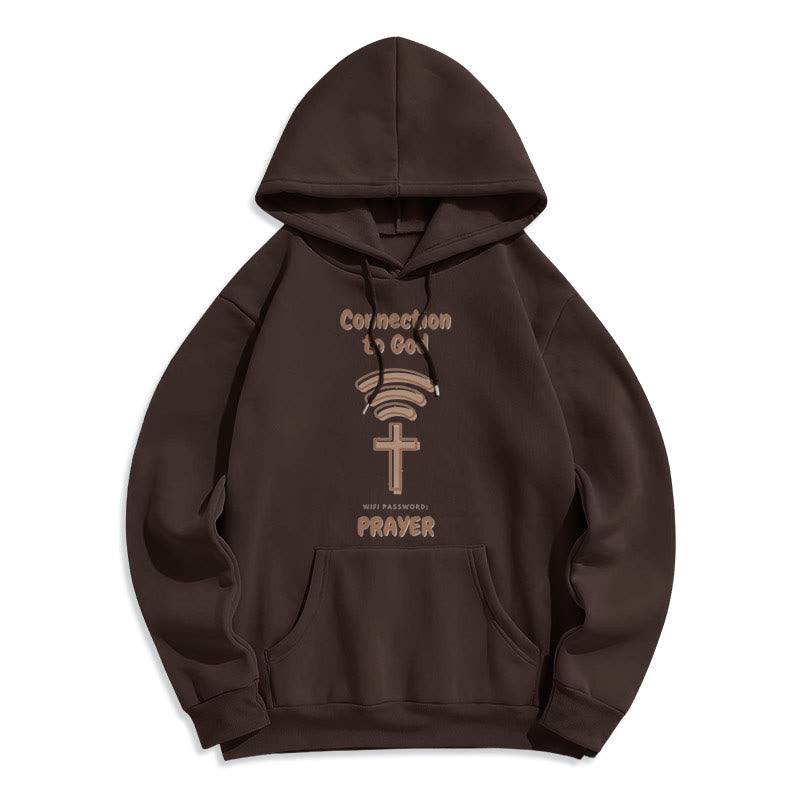 Christianartworkshop Modern Style Prayer Connection To God Fleece Lined Polyester Hoodie - Brown - 2XL - image 15