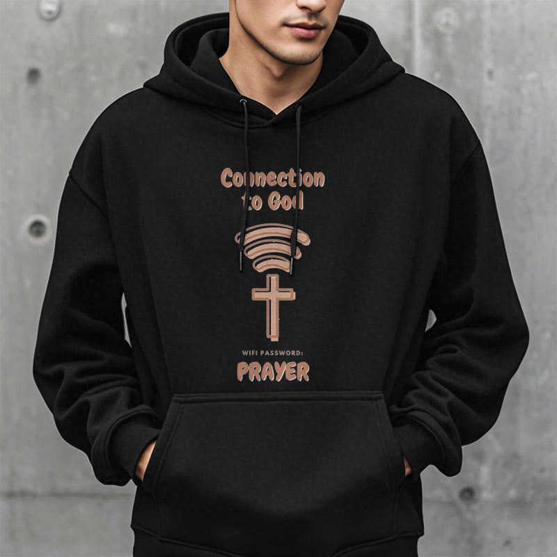 Christianartworkshop Modern Style Prayer Connection To God Fleece Lined Polyester Hoodie - image 2