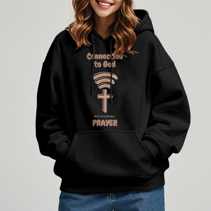 Christianartworkshop Modern Style Prayer Connection To God Fleece Lined Polyester Hoodie - image 1