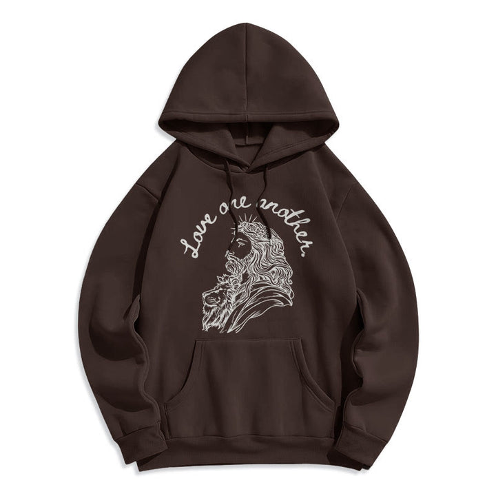 Christianartworkshop Classic Style Love One Another Jesus Fleece Lined Polyester Hoodie - Brown - 2XL - image 15