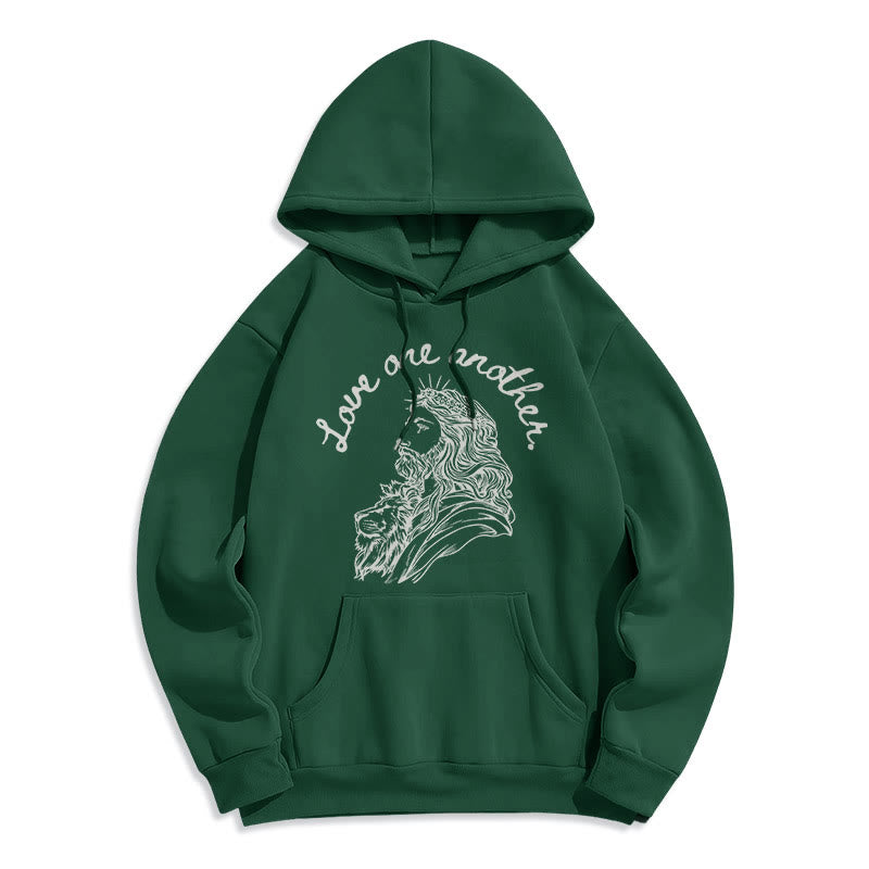 Christianartworkshop Classic Style Love One Another Jesus Fleece Lined Polyester Hoodie - Green - 2XL - image 20