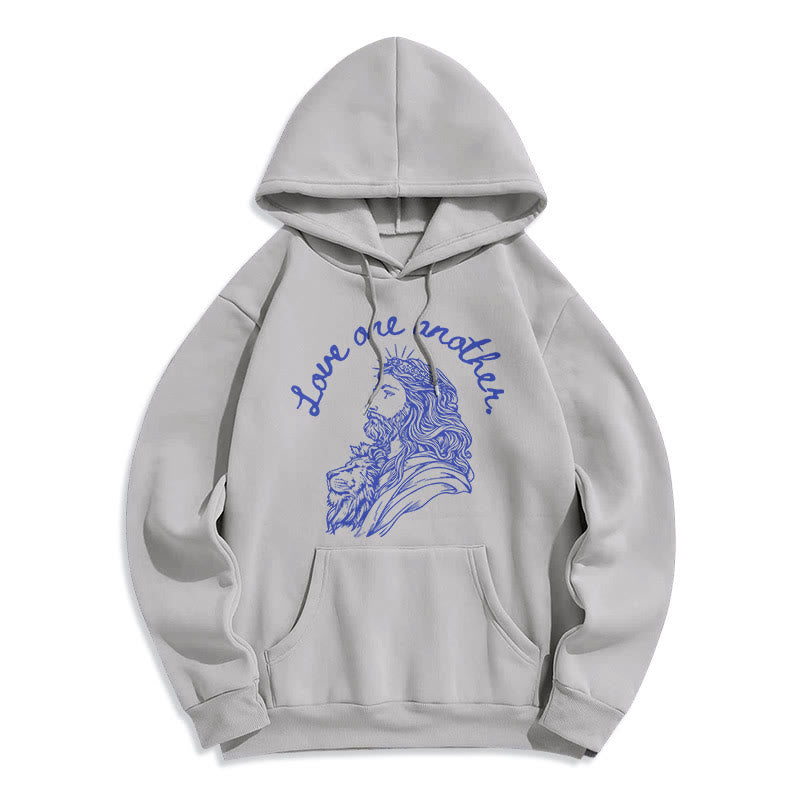 Christianartworkshop Classic Style Love One Another Jesus Fleece Lined Polyester Hoodie - Grey - 2XL - image 30