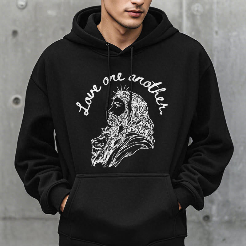 Christianartworkshop Classic Style Love One Another Jesus Fleece Lined Polyester Hoodie - image 8
