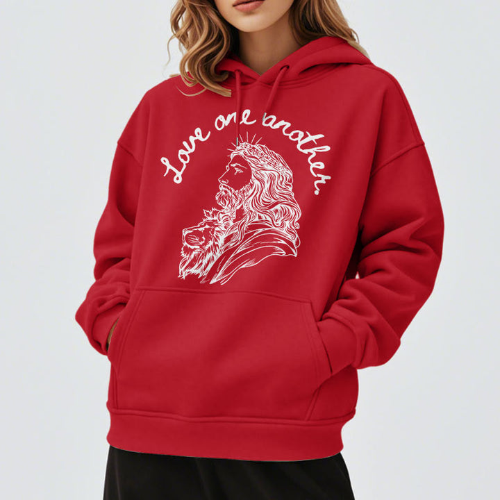 Christianartworkshop Classic Style Love One Another Jesus Fleece Lined Polyester Hoodie - image 38