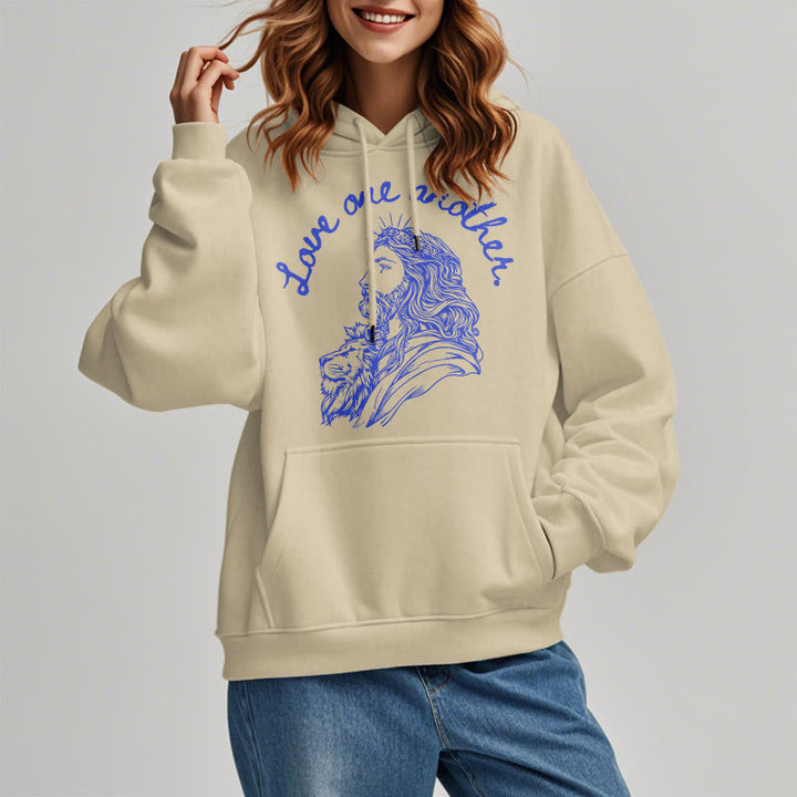 Christianartworkshop Classic Style Love One Another Jesus Fleece Lined Polyester Hoodie - image 13