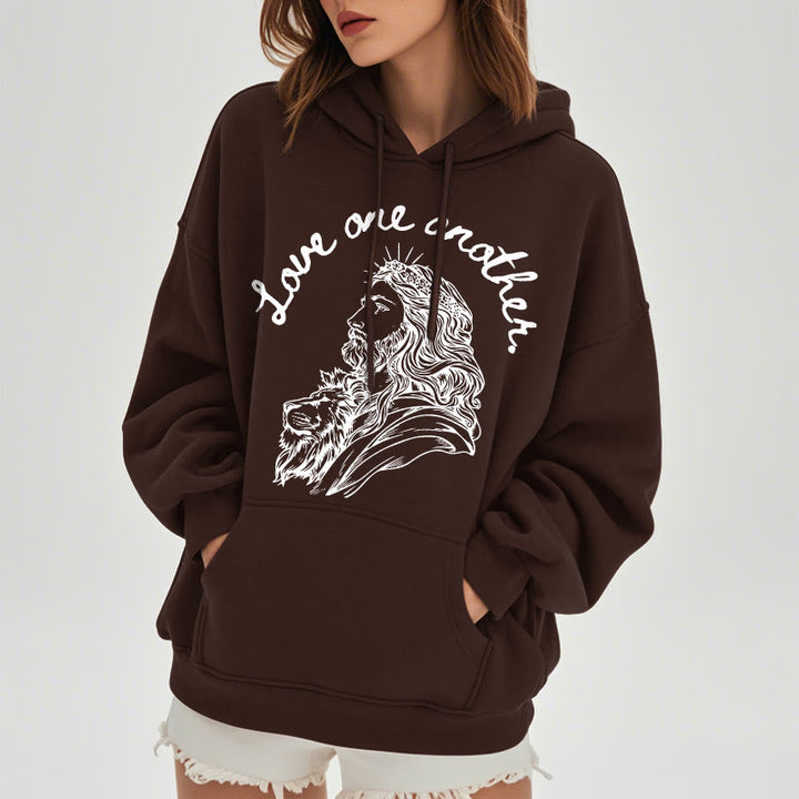 Christianartworkshop Classic Style Love One Another Jesus Fleece Lined Polyester Hoodie - image 18