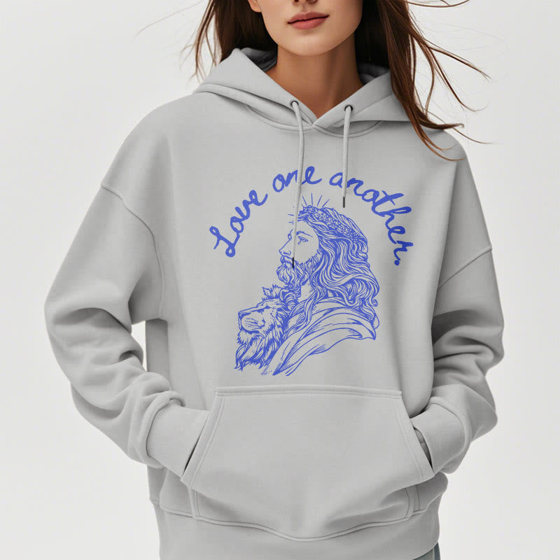 Christianartworkshop Classic Style Love One Another Jesus Fleece Lined Polyester Hoodie - image 32