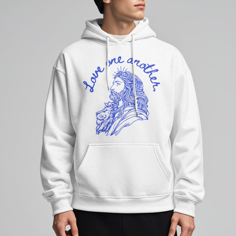 Christianartworkshop Classic Style Love One Another Jesus Fleece Lined Polyester Hoodie - image 1