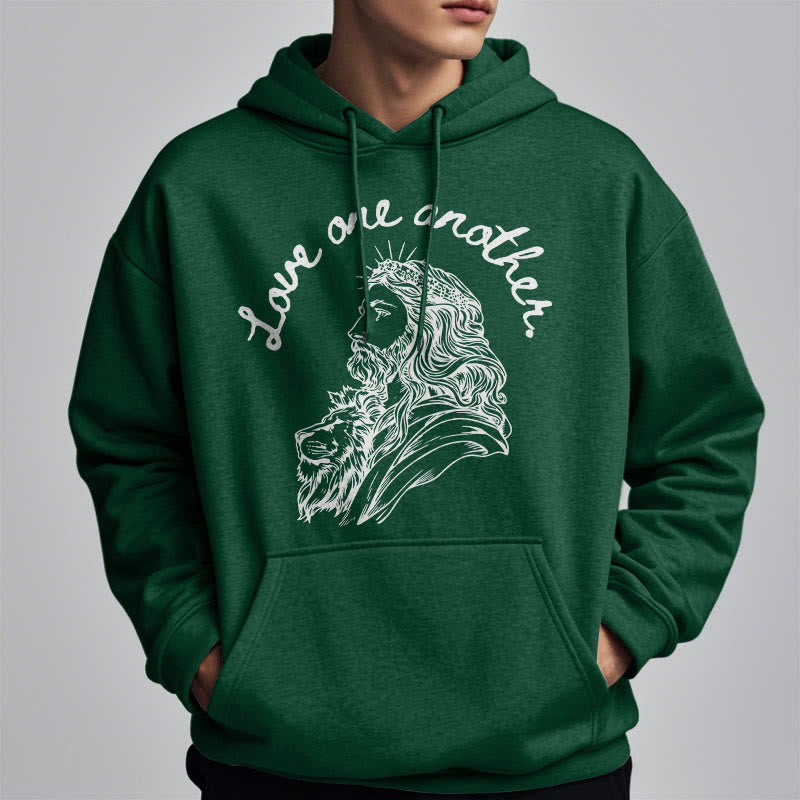 Christianartworkshop Classic Style Love One Another Jesus Fleece Lined Polyester Hoodie - image 23