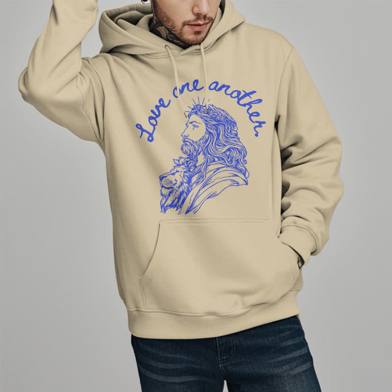 Christianartworkshop Classic Style Love One Another Jesus Fleece Lined Polyester Hoodie - image 12