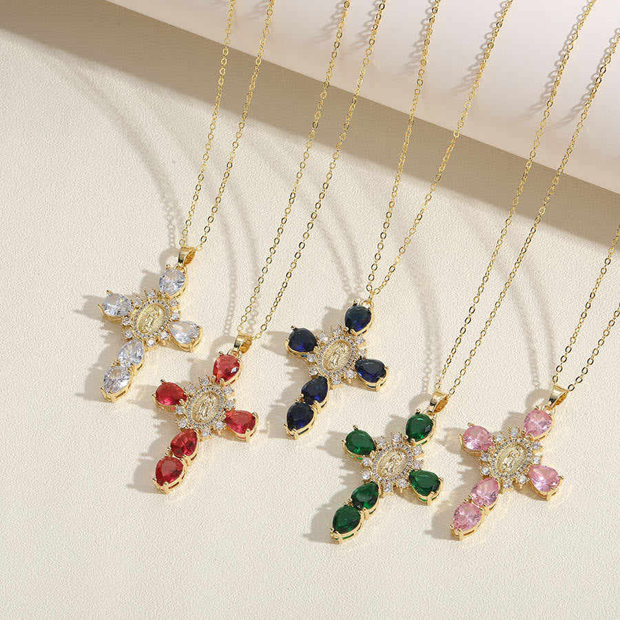 Christianartworkshop Modern Style Our Lady of Guadalupe Cross Zircon Pendants Necklace - image 7