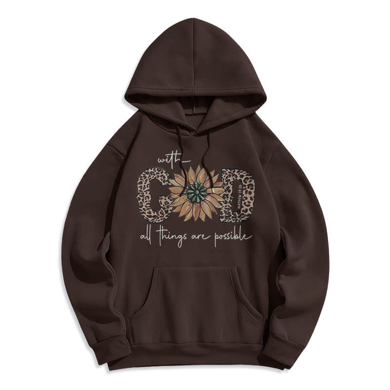 Christianartworkshop Quotation Style With God All Things Are Possible Fleece Lined Polyester Hoodie - Brown - 2XL - image 20