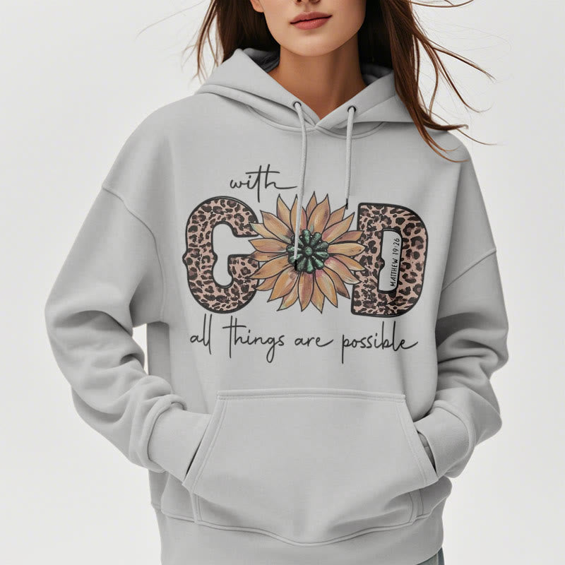 Christianartworkshop Quotation Style With God All Things Are Possible Fleece Lined Polyester Hoodie - image 1