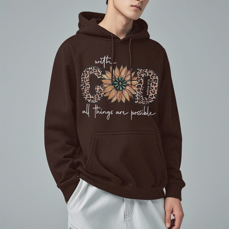 Christianartworkshop Quotation Style With God All Things Are Possible Fleece Lined Polyester Hoodie - image 22